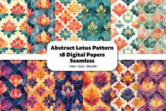 Abstract Lotus Vol. 1 Seamless Pattern
