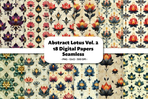 Abstract Lotus Vol.2 Seamless Pattern: A Fusion of Art and Function