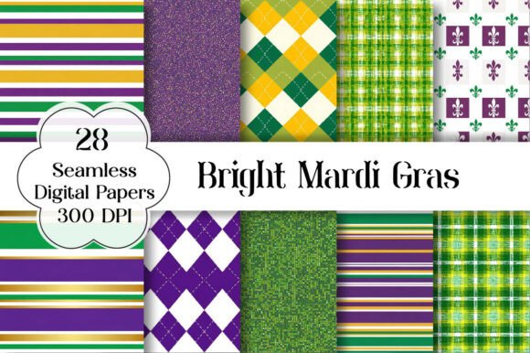 Bright Mardi Gras Digital Paper: A Vibrant Resource for Creative Projects