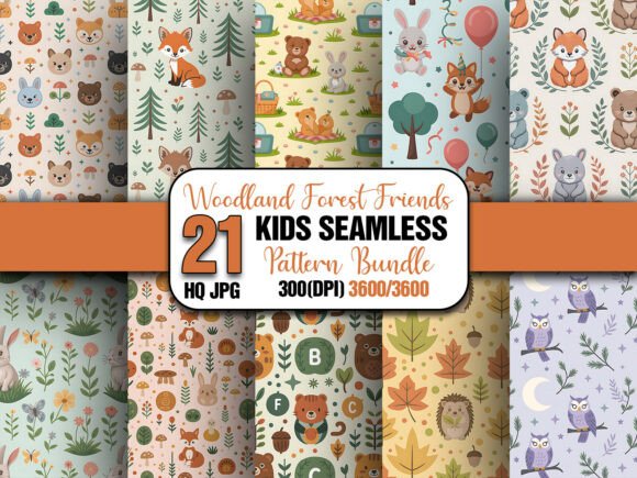 Designing with Nature: The Magic of the Woodland Kids Seamless Pattern Pack