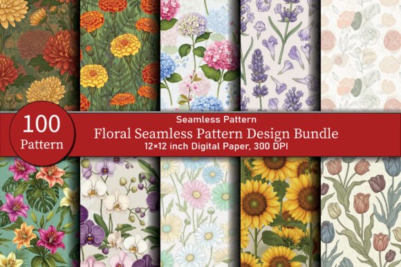 Floral Seamless Pattern Design Bundle: 100 Versatile Assets