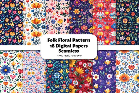 Folk Floral Seamless Pattern
