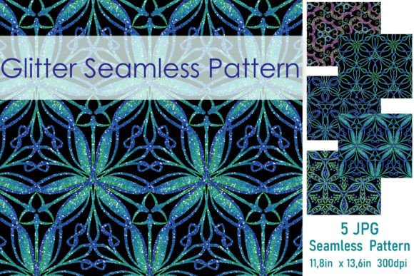 Glitter Geometric Mandala Seamless Patterns