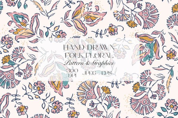 Hand Drawn Folk Floral Pattern