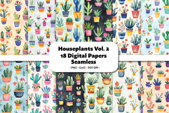 Houseplants Seamless Pattern Vol.2