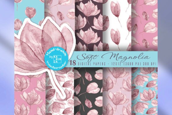 Magnolia Watercolor Digital Paper Pack