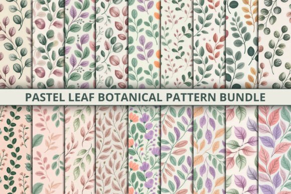 Pastel Leaf Botanical Pattern Bundle