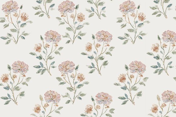 Romantic Rococo Floral Seamless Pattern