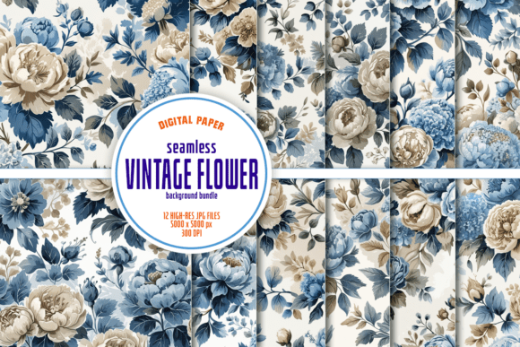 Seamless Vintage Flower Pattern Bundle: A Versatile Resource for Creative Projects
