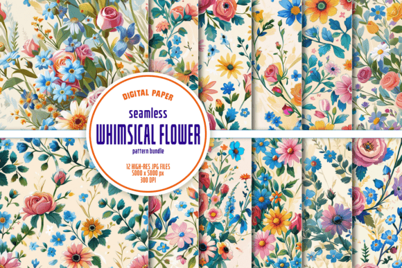 Seamless Whimsical Flower Pattern: A Versatile Digital Design for Creative Projects