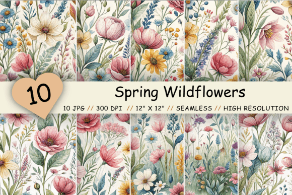 Spring Wildflowers Digital Paper: A Beautiful Addition to Your Creative Projects