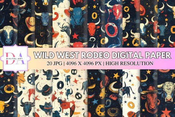 Wild West Rodeo Digital Paper: Bold Frontier Designs