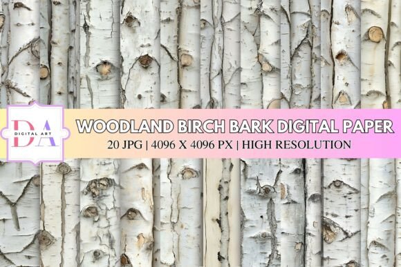 Woodland Birch Bark Digital Paper